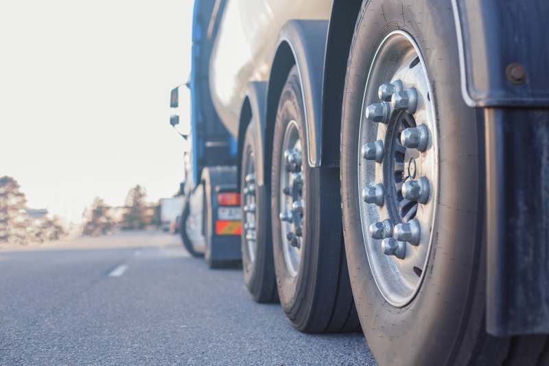 Close-up of a commercial semi-truck traveling on a South Carolina roadway near Abbeville, highlighting trucking accident and roadway safety concerns